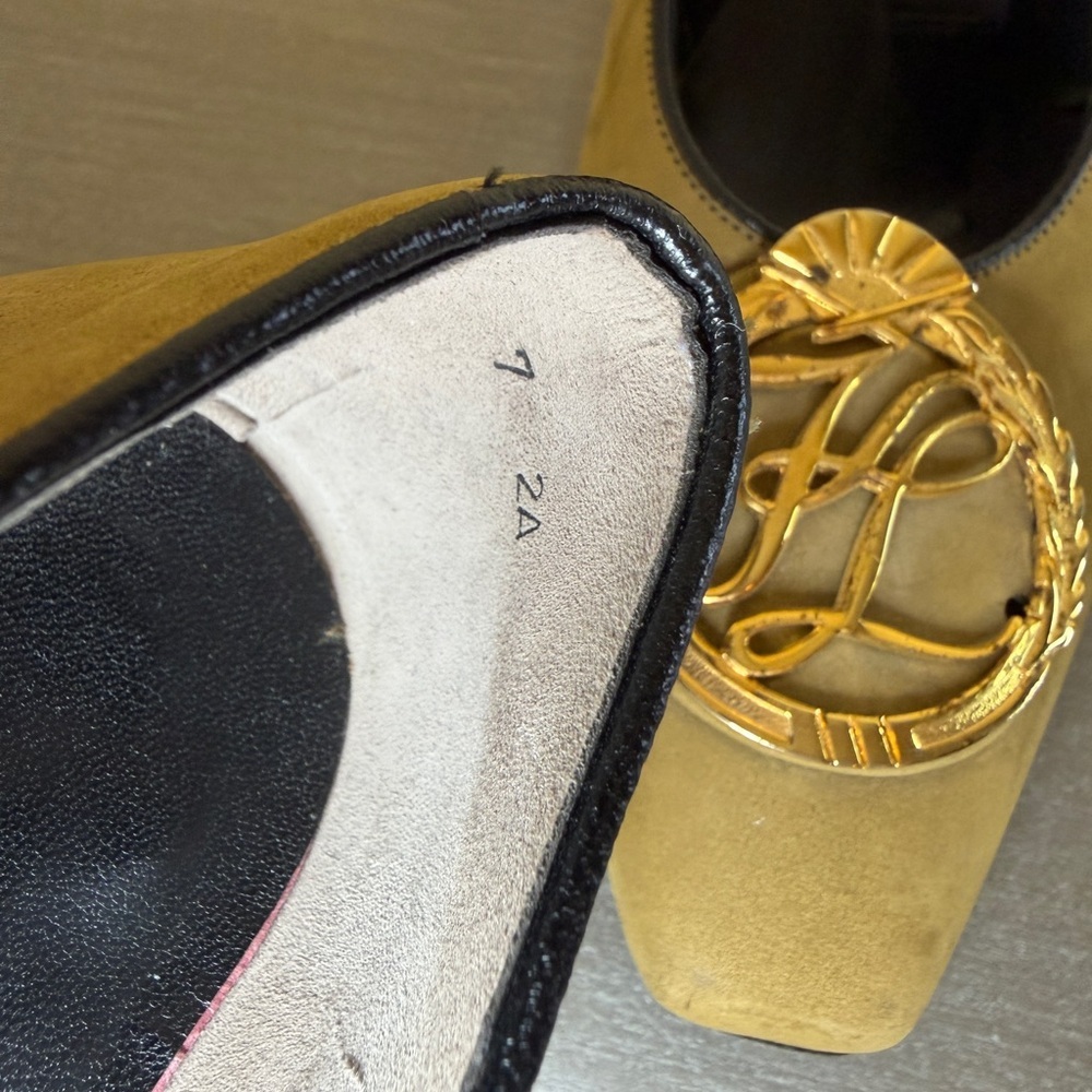 Karl Lagerfeld Vintage Slip On Suede Kitten Heels  Made  In France Size 7 2A - Picture 6 of 11